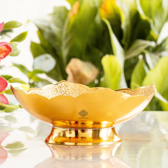 Silver plated gold round big bowl angle — Indian Art Villa
