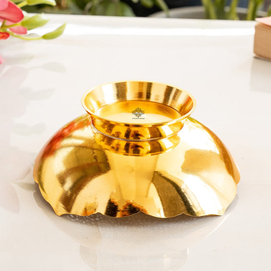 Silver plated gold polished round bowl white background — Indian Art Villa