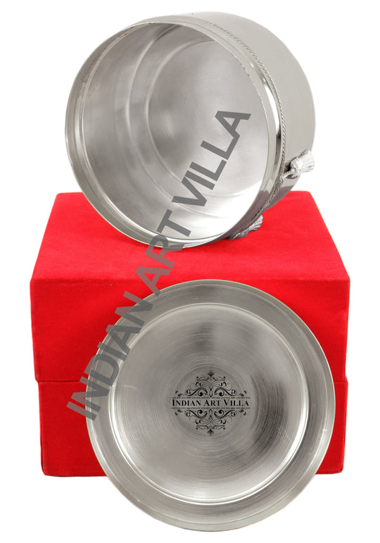 Handcrafted Pure Silver Plated Gold Polish Dry Fruits Box For Diwali, Festive Items