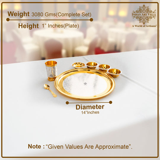 Handcrafted Silver Plated Embossed Design Dinner Set 7 Pieces