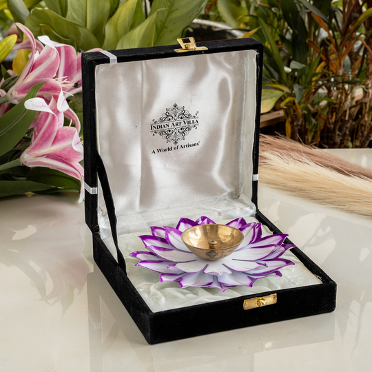 Silver  Plated Lotus Design with Copper Diya