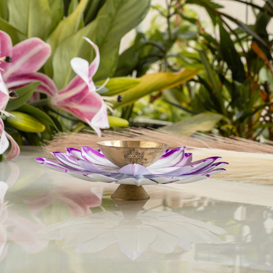 Silver  Plated Lotus Design with Copper Diya