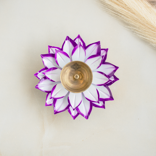 Silver  Plated Lotus Design with Copper Diya
