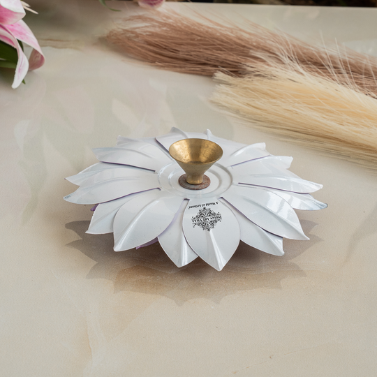Silver  Plated Lotus Design with Copper Diya