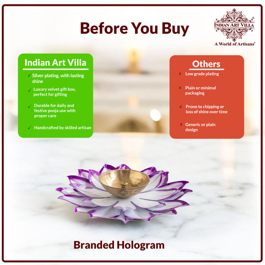 Silver  Plated Lotus Design with Copper Diya