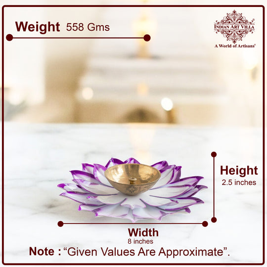 Silver  Plated Lotus Design with Copper Diya