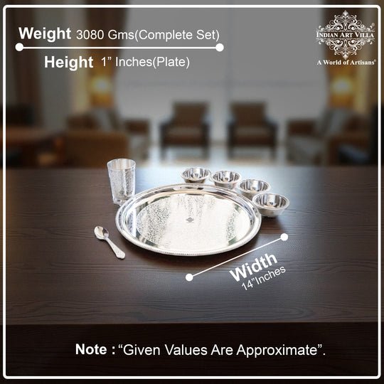 Handcrafted Silver Plated Embossed Design Dinner Set 7 Pieces