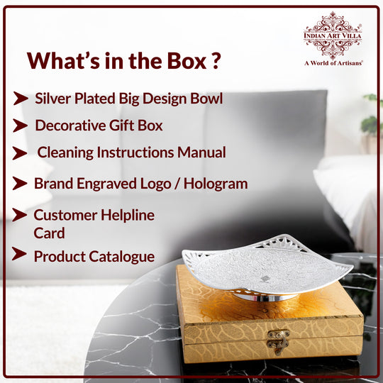 Handcrafted Pure Silver Plated Designer Bowl, Decorative Bowl