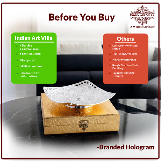 Handcrafted Pure Silver Plated Designer Bowl, Decorative Bowl