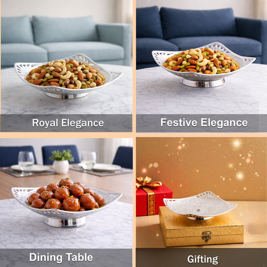 Handcrafted Pure Silver Plated Designer Bowl, Decorative Bowl