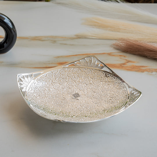 Silver plated designer decorative bowl lifestyle — Indian Art Villa
