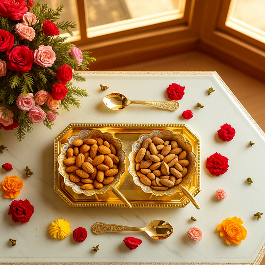 Silver Plated Duck Design Gift Set 2 Bowl, 2 Spoon & 1 Tray, 5 Pieces