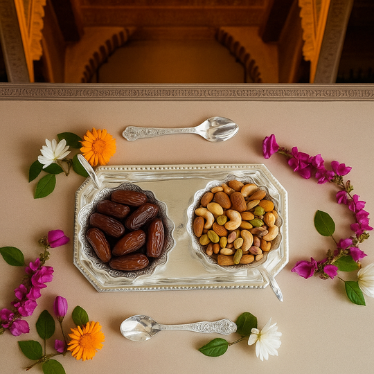 Silver Plated Duck Design Gift Set 2 Bowl, 2 Spoon & 1 Tray, 5 Pieces
