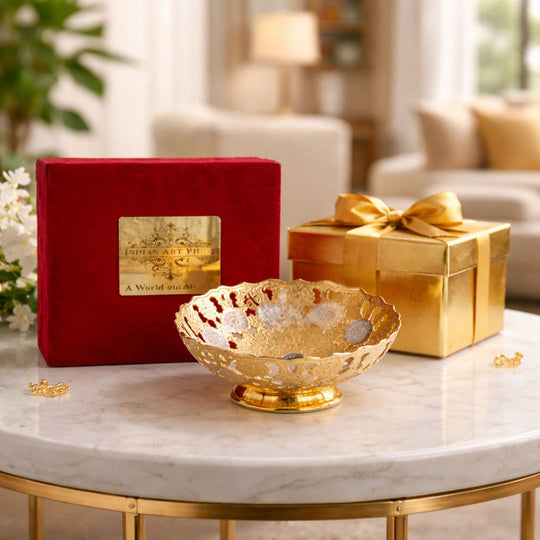 Handmade Pure Silver Plated & Gold Finish Decorative Bowl
