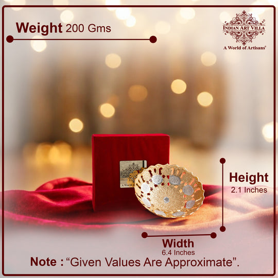 Handmade Pure Silver Plated & Gold Finish Decorative Bowl