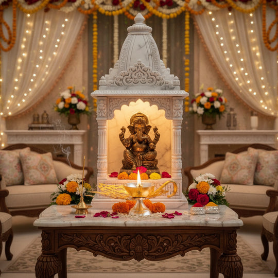 Silver Plated & Gold Finish Leaf Design Akhand Diya