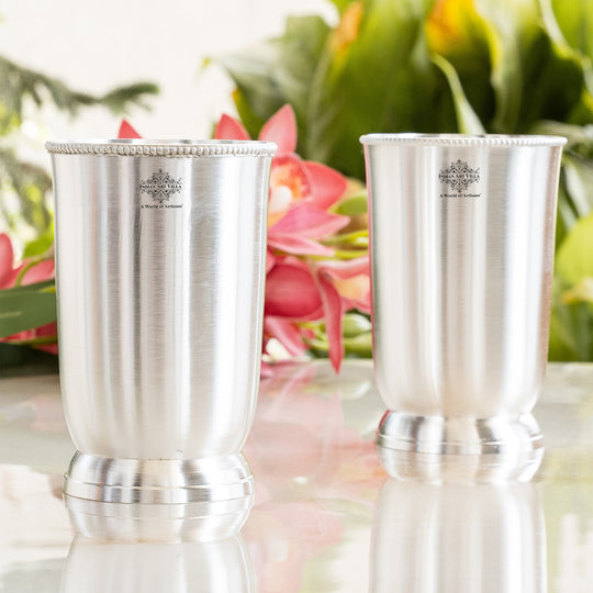 Silver-Plated Matt Finish  Glass With Red Velvet Glass