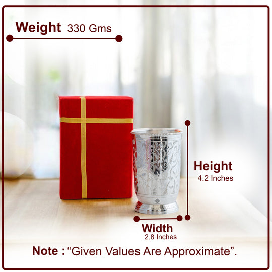 Silver Plated Embossed Designer Glass, 280 ML