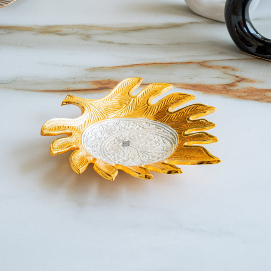 Silver Plated Feather Design Decorative Platter