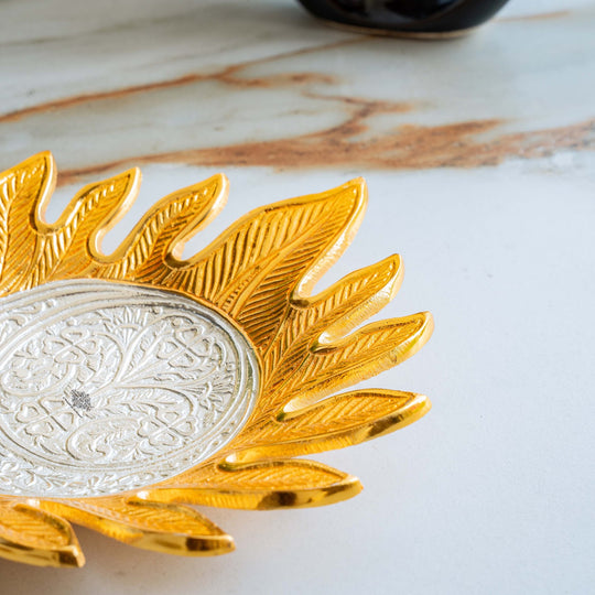 Silver Plated Feather Design Decorative Platter