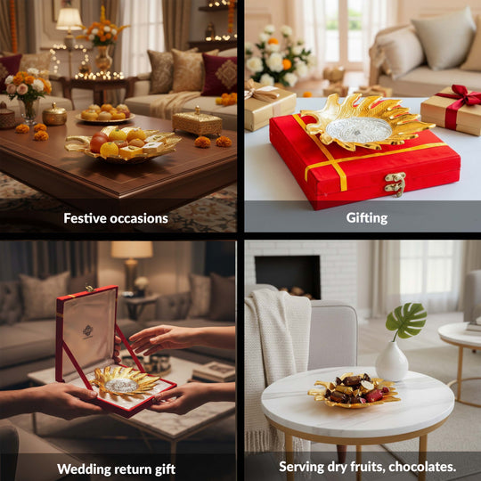 Silver Plated Feather Design Decorative Platter