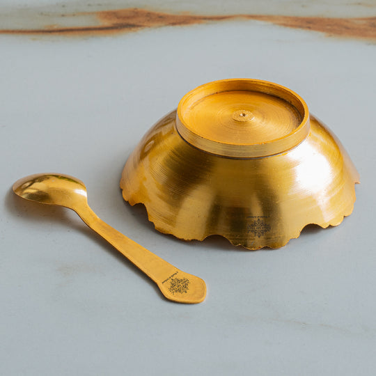 Silver Plated Bowl with Gold Finish & Spoon Gift Set