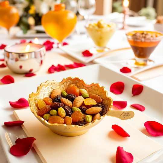 Silver Plated Bowl with Gold Finish & Spoon Gift Set