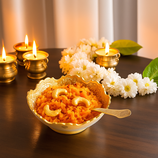 Silver Plated Bowl with Gold Finish & Spoon Gift Set