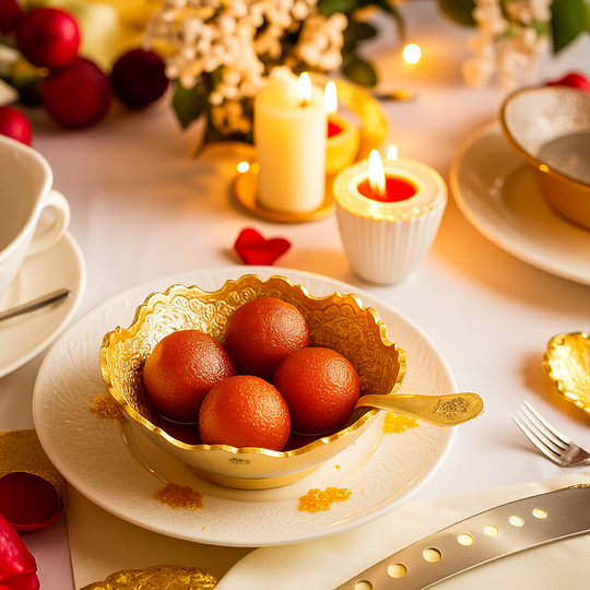 Silver Plated Bowl with Gold Finish & Spoon Gift Set