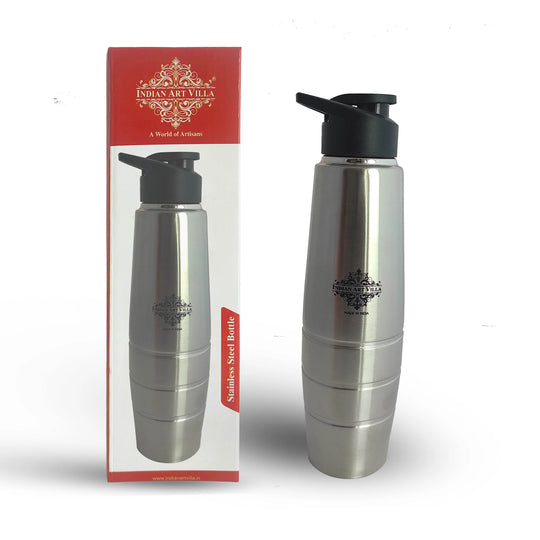Stainless Steel Bottle Curve & Lining Design With Sipper Cap, Color-Antique Gold, Volume-1000 ML