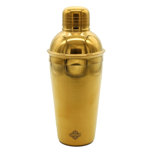 Gold finish steel wine shaker bottle, close-up detail — Indian Art Villa