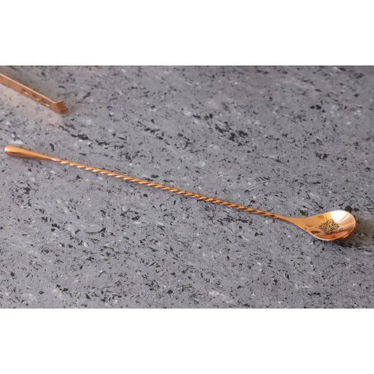 Handmade Pure Stainless Steel Copper Finish Bar Spoon, Length-28.45 cm - Set Of 2
