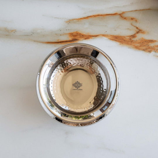 Handmade Steel Punjabi Handi with Hammered Design, Serveware & Tableware