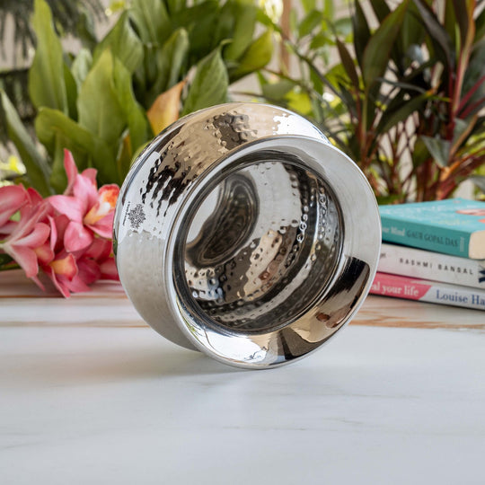 Handmade Steel Punjabi Handi with Hammered Design, Serveware & Tableware