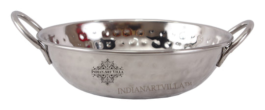 Pure Steel Hammered Design Kadhai Wok with Round Handle