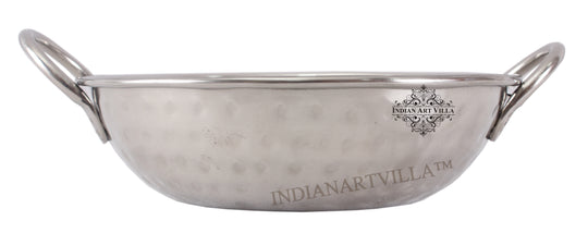 Pure Steel Hammered Design Kadhai Wok with Round Handle