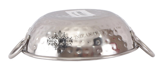 Pure Steel Hammered Design Kadhai Wok with Round Handle