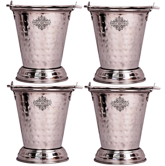 Hammered Steel Serving Bucket, Serving Vegetable Rayta Dishes, Silver
