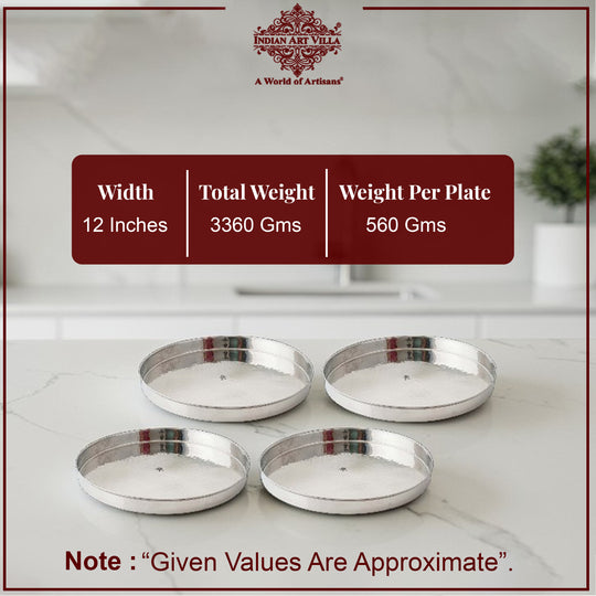 Pure Stainless Steel Hammered Design Plate / Thali | 30.48 cm