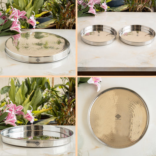 Pure Stainless Steel Hammered Design Plate / Thali | 30.48 cm