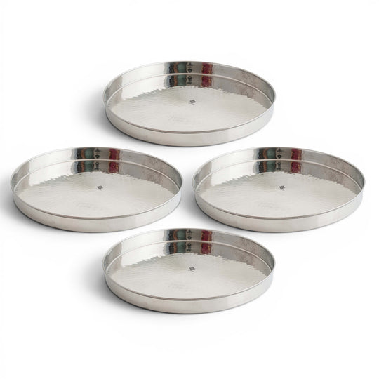 Pure Stainless Steel Hammered Design Plate / Thali | 30.48 cm