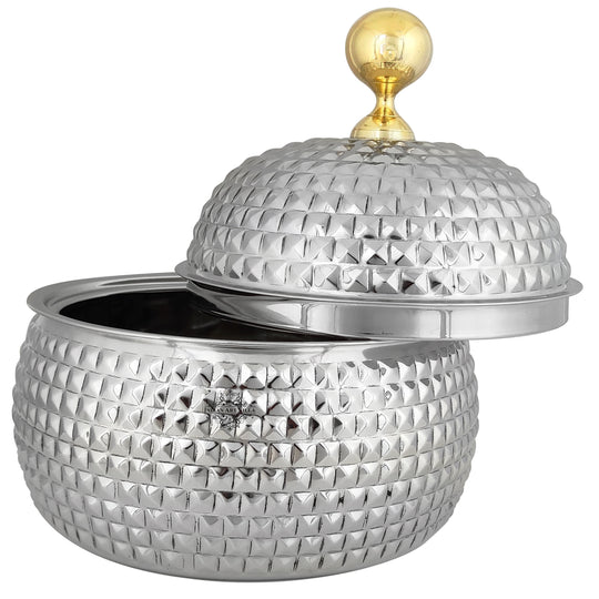 Stainless Steel Casserole Pot With Hammered Design Out Side, Tableware & Serveware For Home, Hotel & Restaurants