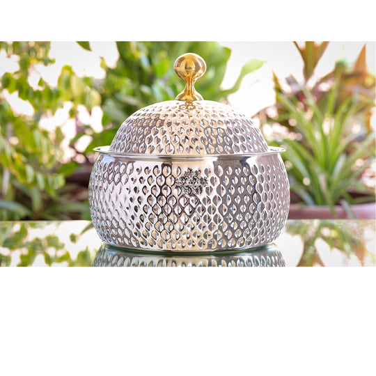 Stainless Steel Casserole Pot With Hammered Design Out Side, Tableware & Serveware For Home, Hotel & Restaurants