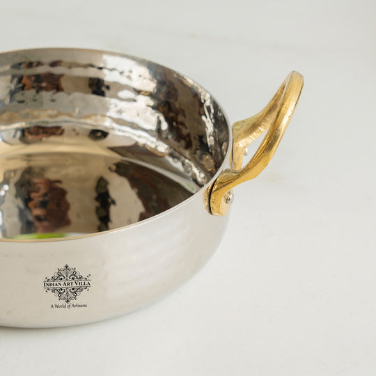 Hammered Steel Sauce Pan with Brass Handles