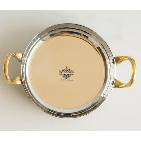 Hammered Steel Sauce Pan with Brass Handles