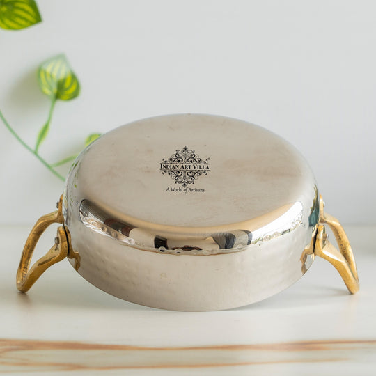 Hammered Steel Sauce Pan with Brass Handles