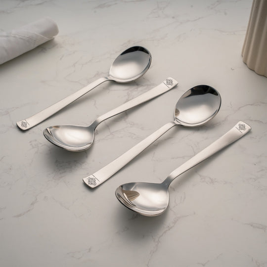 Pure Stainless Steel Handmade Matt Finish Design Soup Spoon