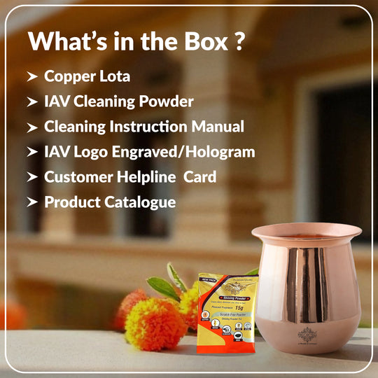 Plain Copper Lota Kalash Pot, Pooja Temple Home Office