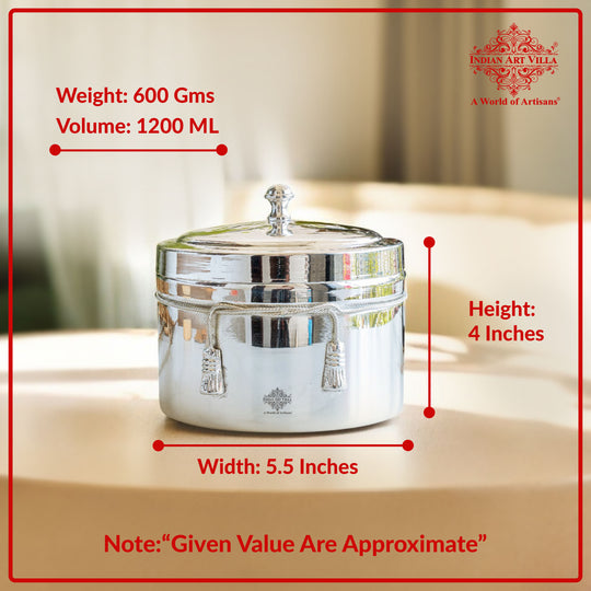 Handcrafted Pure Silver Plated Gold Polish Dry Fruits Box For Diwali, Festive Items