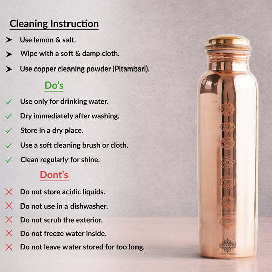 Pure Copper Water Bottle with Unique Artistic Designs – 900 ML